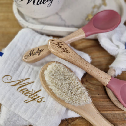 Coffret de naissance - cadeau personnalisé bébé et maman à composer, avec pot et plateau en Jesmonite | Idée cadeau baby shower ou baptême