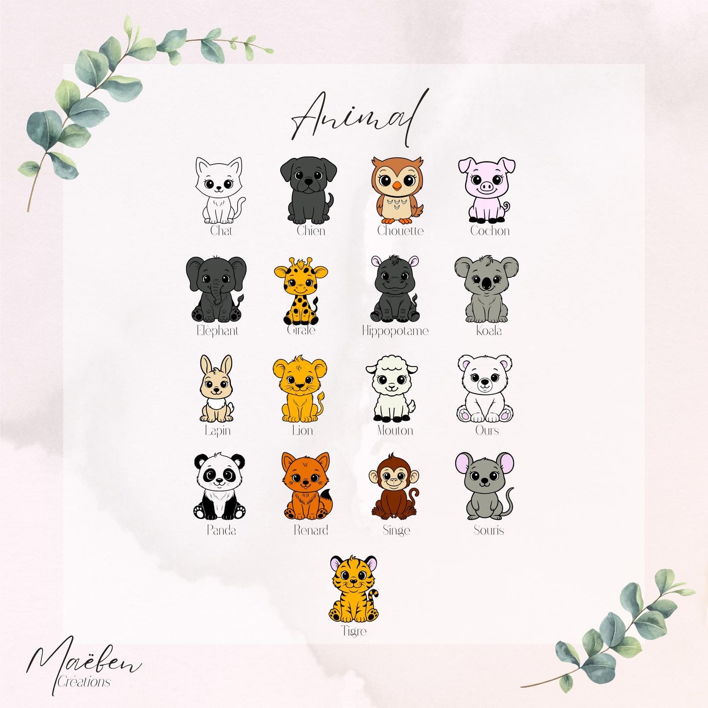 Cadre photo personnalisé en bois gravé – décor animal peint pour enfant