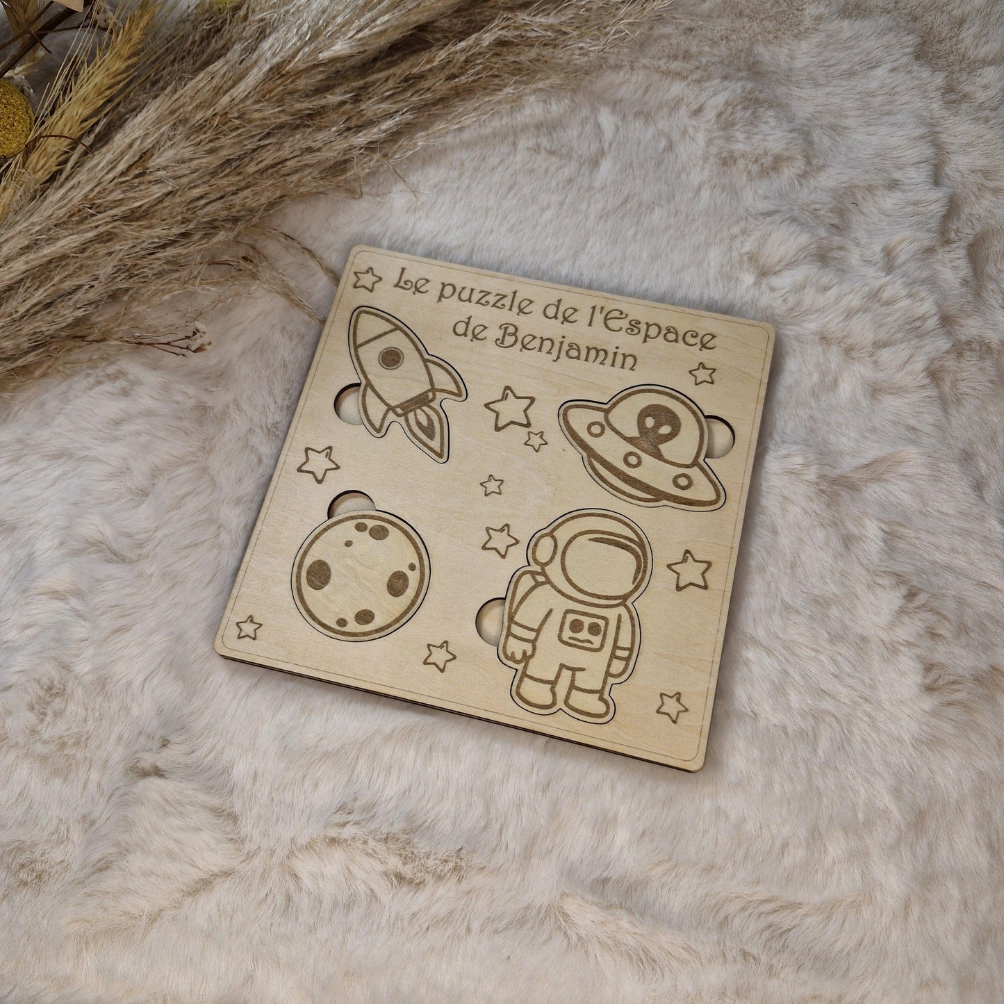 Puzzle bois personnalisé Espace pour enfant bébé, jeu éducatif et d'éveil - Idée cadeau garçon et fille