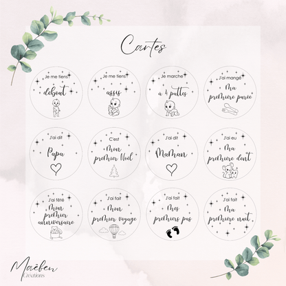 Cartes Mes premières fois personnalisées en bois gravé | Souvenir cadeau de bébé
