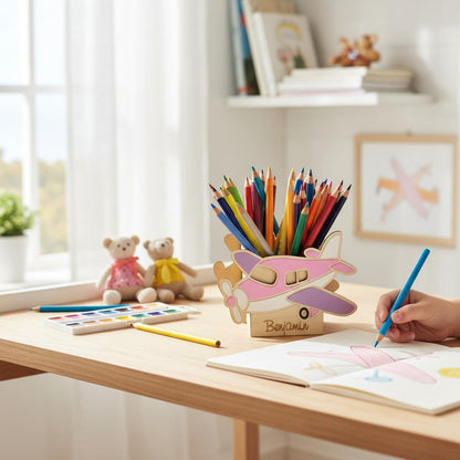 Pot à crayons et stylos en bois, cadeau pour enfants, décor avion