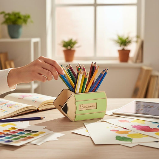 Pot à crayons et stylos en bois, cadeau pour enfants, décor crayon