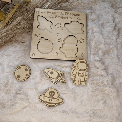 Puzzle bois personnalisé Espace pour enfant bébé, jeu éducatif et d'éveil - Idée cadeau garçon et fille
