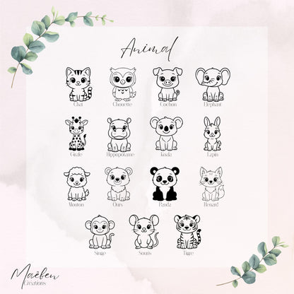 Cadre photo personnalisé en bois gravé – décor animal gravé pour enfant