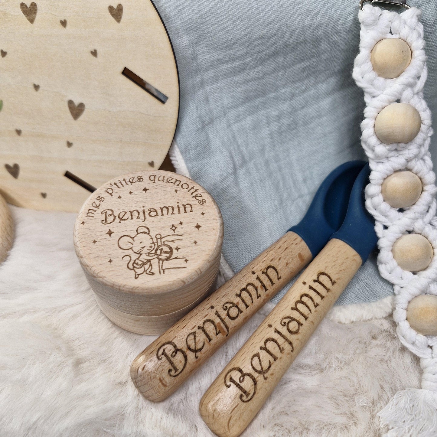 Coffret de naissance personnalisé Dinosaure – Cadeau baby-shower surprise bébé