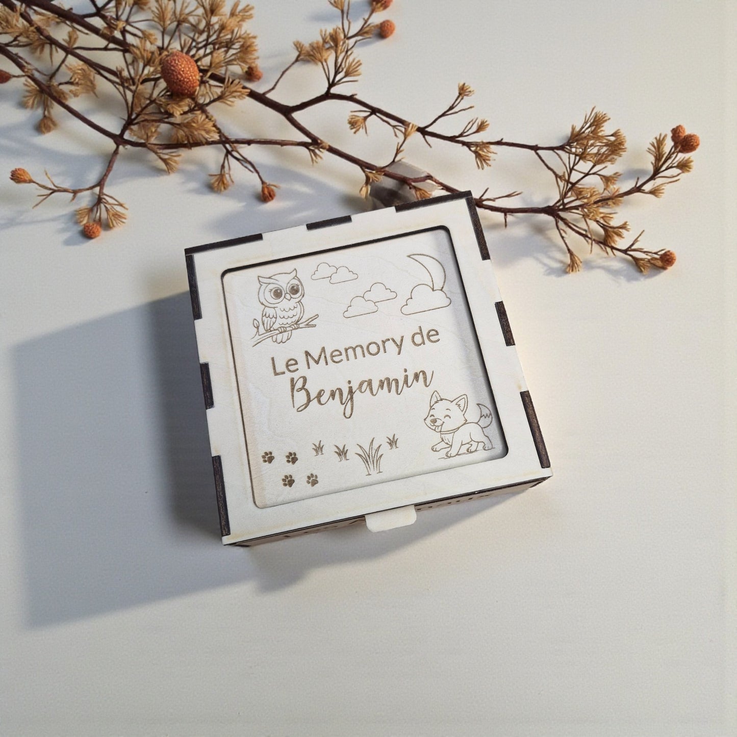 Jeu de mémoire en bois personnalisé - Les Animaux | Memory - Idée cadeau enfant