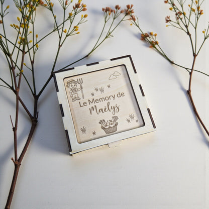 Jeu de mémoire en bois personnalisé - Les Fruits & Légumes| Memory - Idée cadeau enfant