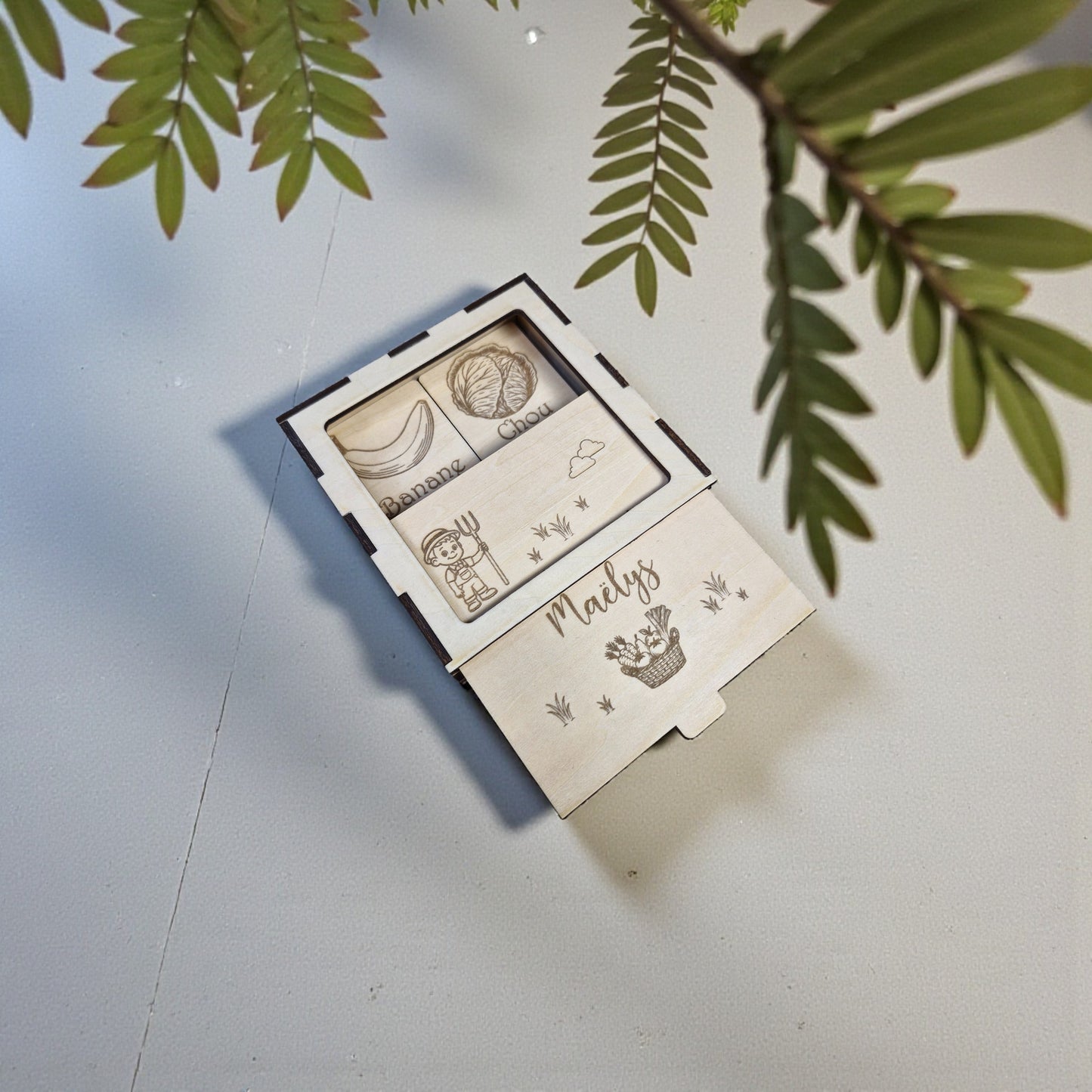 Jeu de mémoire en bois personnalisé - Les Fruits & Légumes| Memory - Idée cadeau enfant