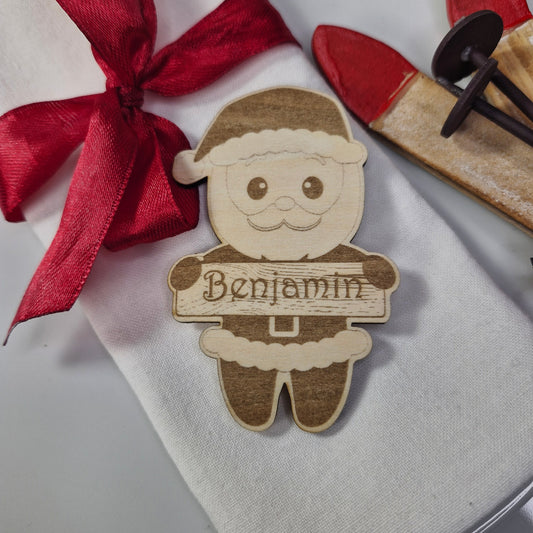 Marque-place de Noël personnalisé en bois - décoration marque place - Père Noël